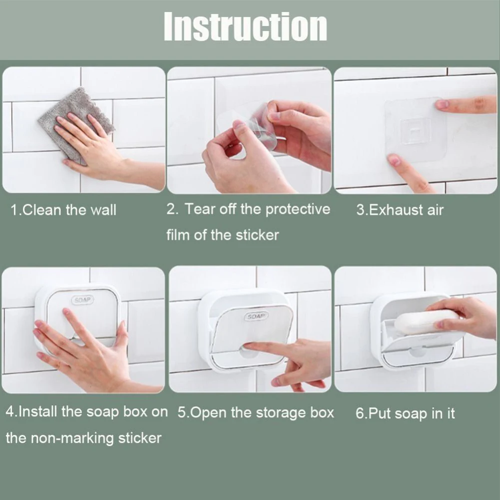 Punch-free Soap Box Soap Box Bathroom For Various Soap Types Punch-fre Quick Draining Wall Mounted With Lid Dustproof