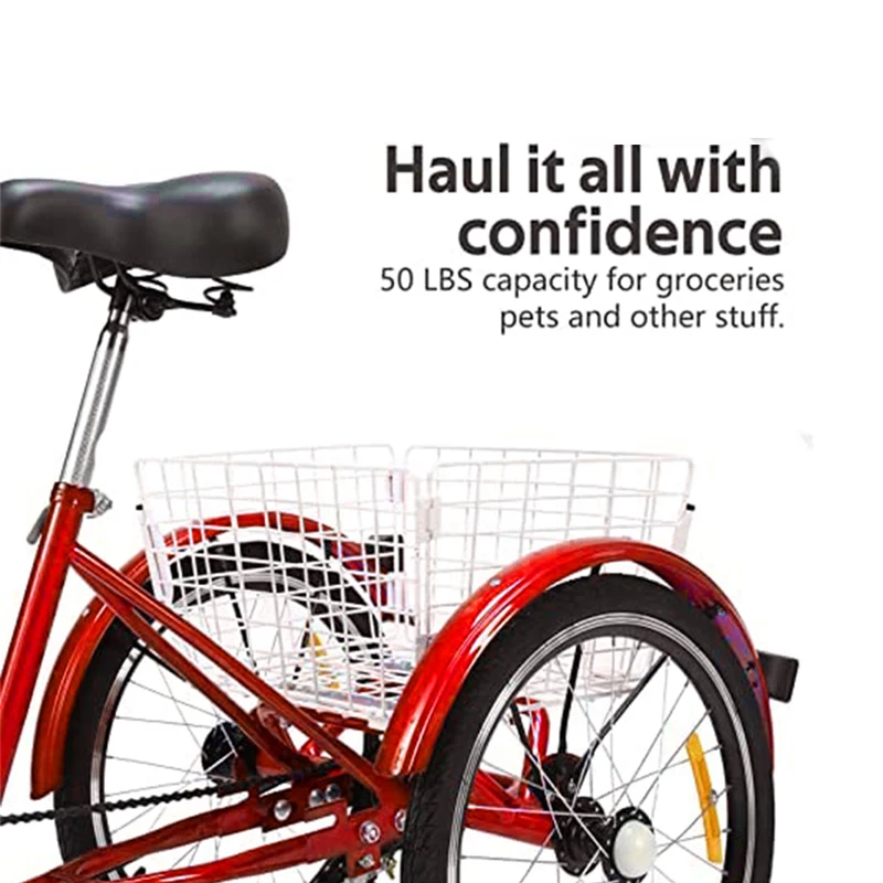 غير الكهربائية ثلاث عجلات دراجة ثلاثية العجلات الإطارات السياحة البشرية دراجة ثلاثية العجلات الكبار دراجة تسوق متغيرة السرعة 20*1.75 الصلب الألومنيوم