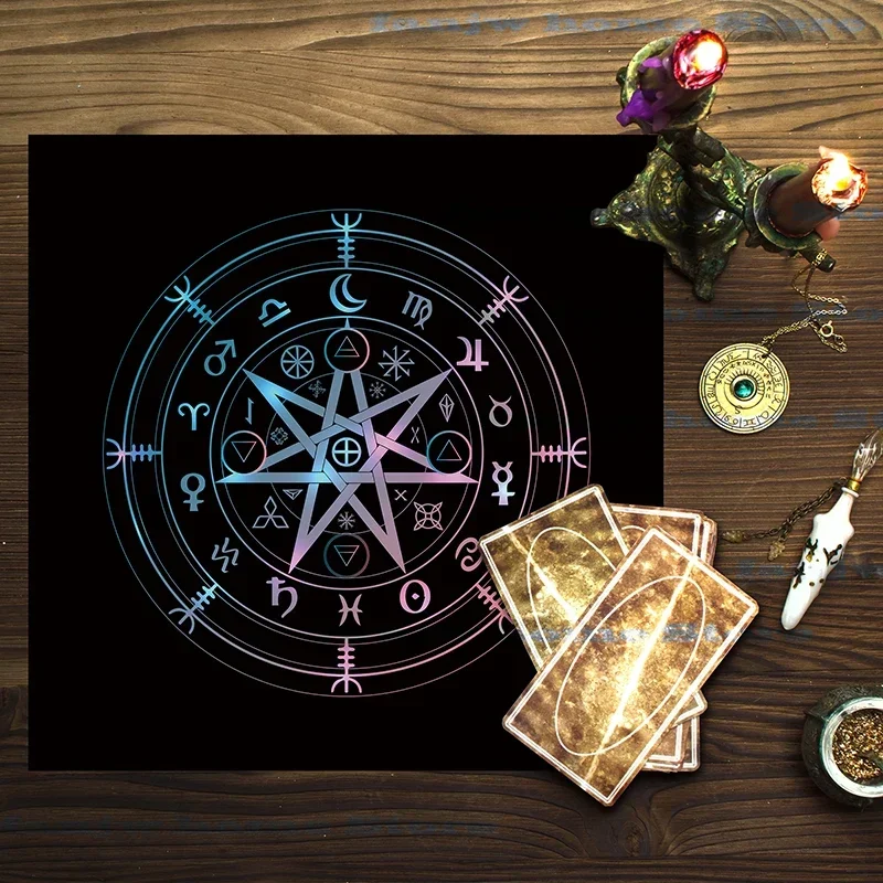 50/75/110/137cm Tarot mat Ornate Gold Tarot Tablecloth Altar Cloth Pagan Clock Pendulum Witchcraft Oracle Card Room Home Decor