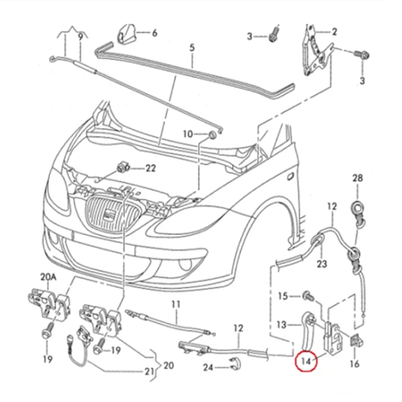 Hood Release Handle Lever Bracket 1J1823633A For Jetta Bora Golf MK4 1999-2005 Beetle For Skoda Octavia Superb Altea