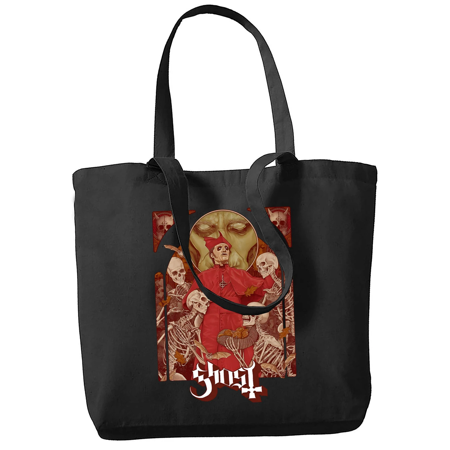 Women Ghost Band Heavy Metal Music Band Prevalent Handbags Canvas Tote Shopping Bags Reusable Shopping Bag Eco Foldable