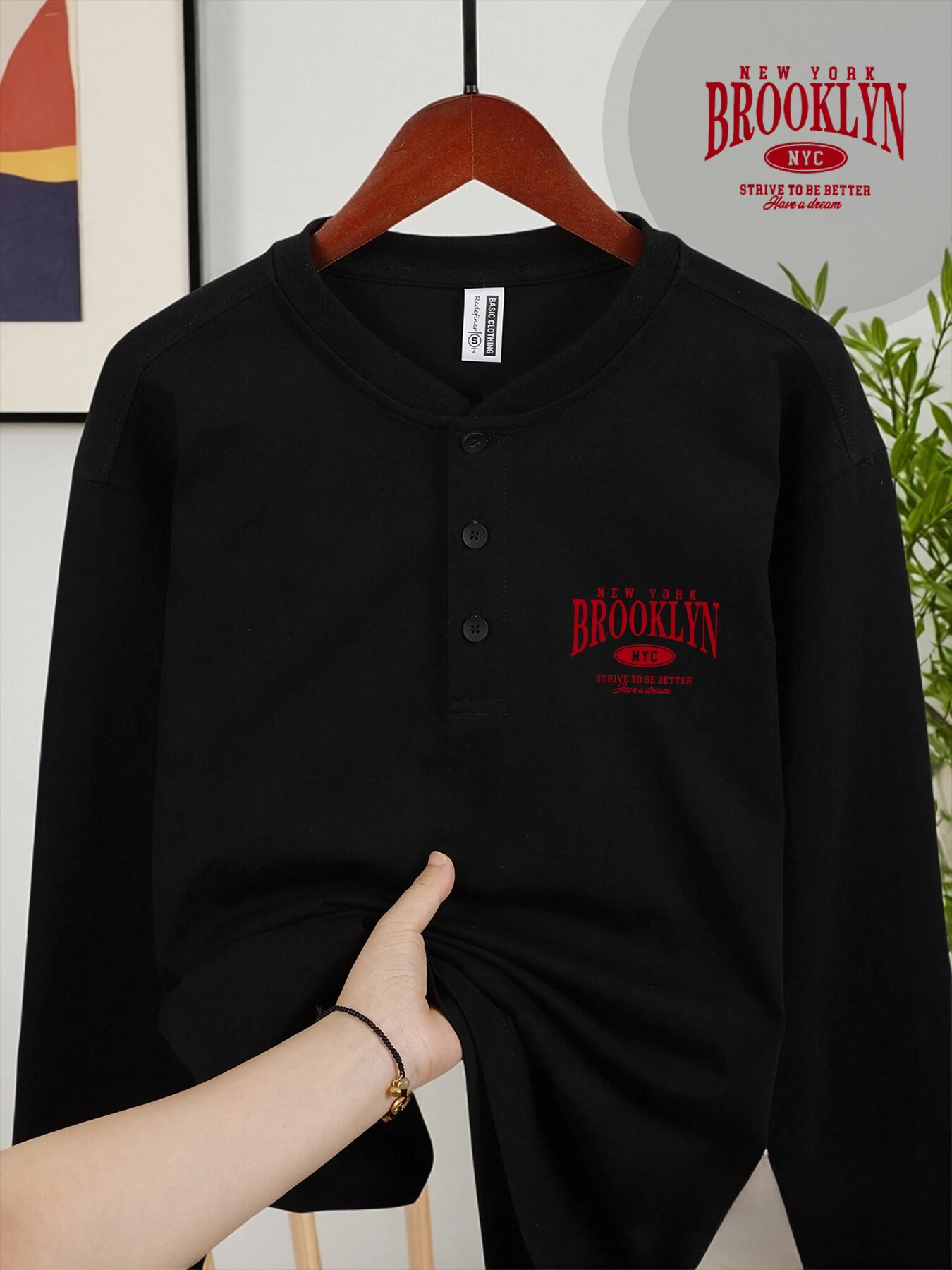 بروكلون نيويورك إلكتروني طباعة الذكور هنري قمصان الخريف قميص الأعمال بلايز عادية عالية الجودة الجلد ودية موضة الملابس