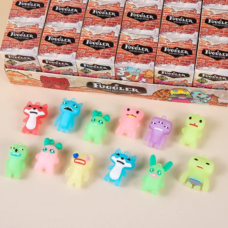 24 Stück Leuchtende Fuggler Blindboxen Lustige Hässliche Anhänger Schlüsselanhänger Zahnmonster-Puppe Taschenanhänger Geschenk Mystery Box Überraschungsfigur – Detail 2