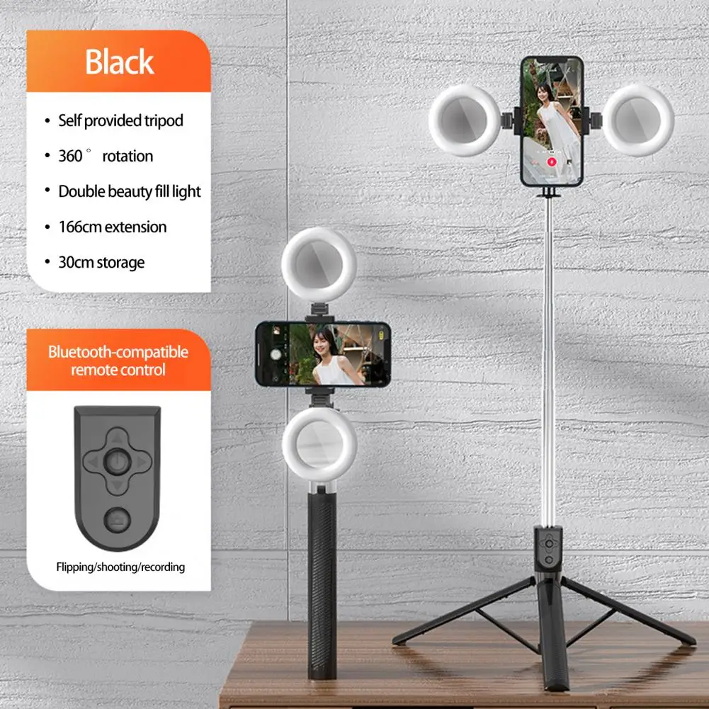 

Selfie Stand 1 Set Reliable 360-Degree Rotation Stainless Steel Reinforced Support Wireless Phone Tripod for Travel