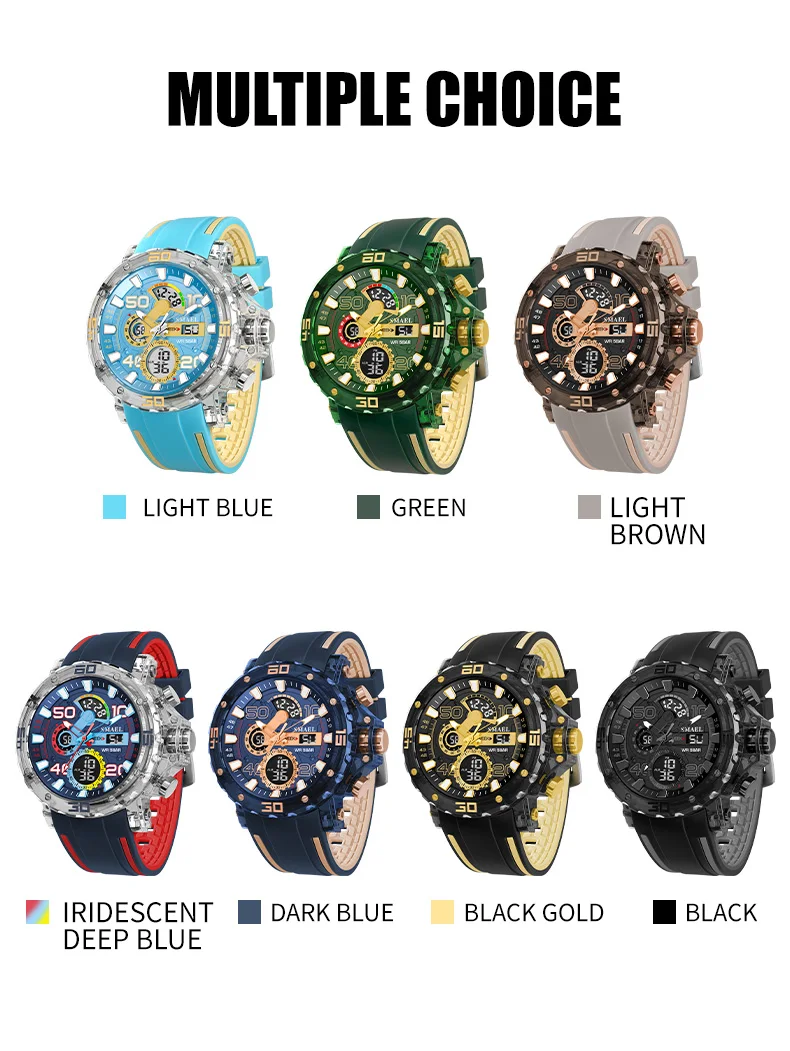 Reloj Militar SMAEL 8136 Resistente al Agua 50M para Hombre - Retroiluminación LED, Alarma, Cronógrafo, Cronómetro, Resistente a Impactos, para Exteriores - Image 4