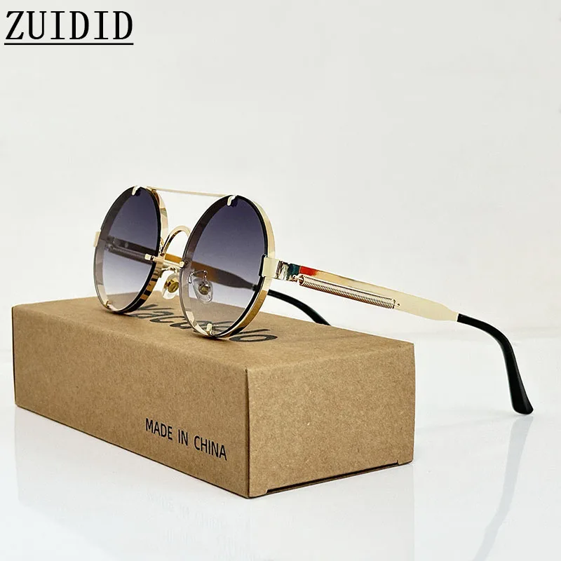 2024 Steampunk okulary przeciwsłoneczne dla mężczyzn okrągłe modne okulary w stylu retro Vintage owalne punkowe okulary przeciwsłoneczne damskie Gafas De Sol Hombre Zonnebril