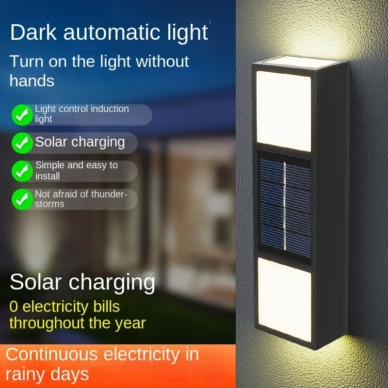 

LED Solar Wall Lamp Outdoor Waterproof Sunlight Powered Garden Light For Fence Yard Villa Wall Decoration Solar Wall Lights