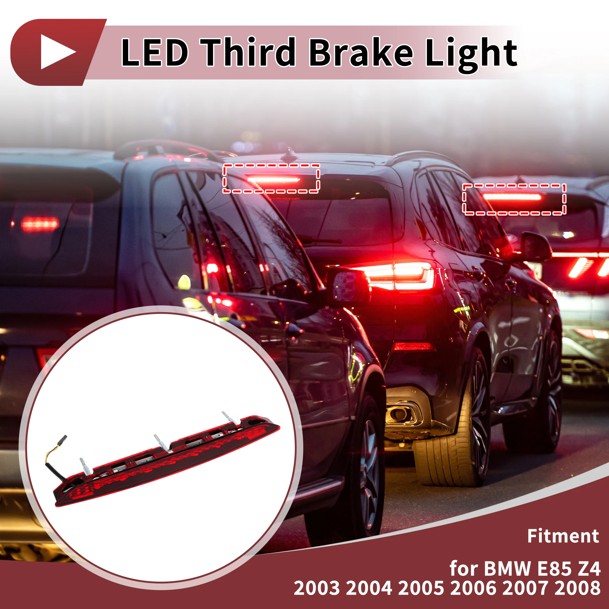 UXCELL Red High Mounted LED Third Brake Light for BMW E85 Z4 2003-2008 No.63256930246