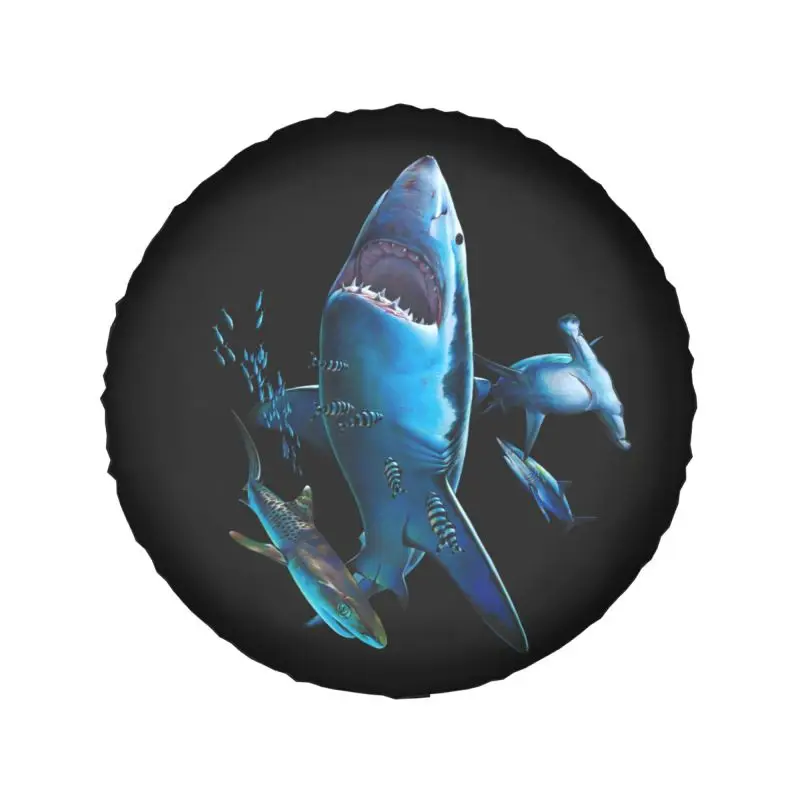 Custom Shark Collage Spare Tire Cover for Jeep Toyota Mitsubishi 4WD 4x4 Trailer Car Wheel Protectors 14