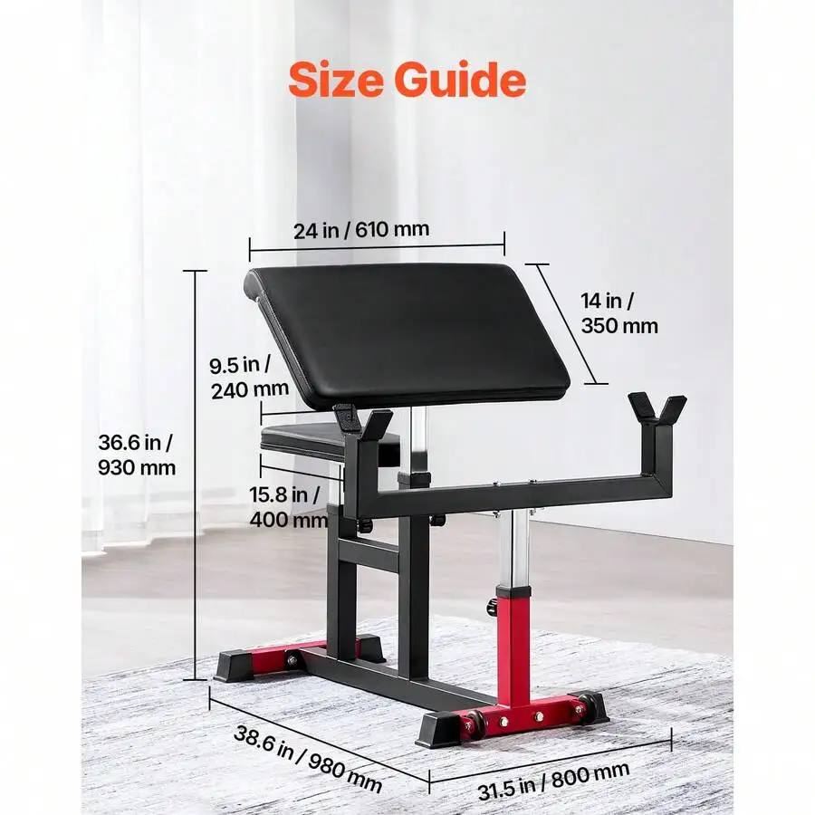 Preacher Curl Bench, Strength Training Biceps Machine, Max Load 440 LBS Home Gym Equipment, Seated Arm Isolated Barbell Dumbbell