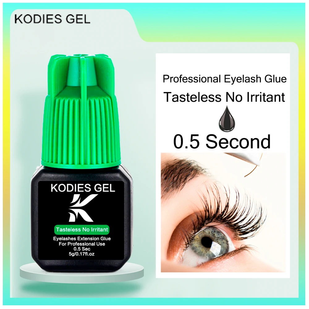 

KODIES GEL Eye Lash Glue No Irritant 5ml 0.5s Fast Dry Semi-Permanent Open Eye Eyelash Glue Extension Supplies Long Lasting Bond