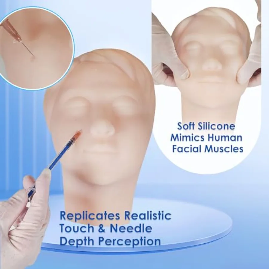 عارضة أزياء للتدريب على الحقن، نموذج رأس لتدريب ممارسة التدريس بالبلاستيك الدقيق لطلاب الطب والجمالي