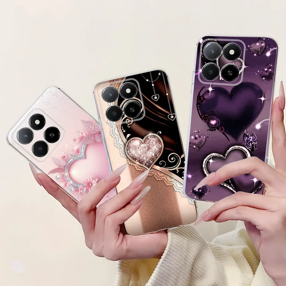 For Honor X5b Plus Case GFY-LX2P Cover New Fashion Love Heart Flower Soft Silicone Clear Phone Cover For Honor X5b 4G X 5b Coque