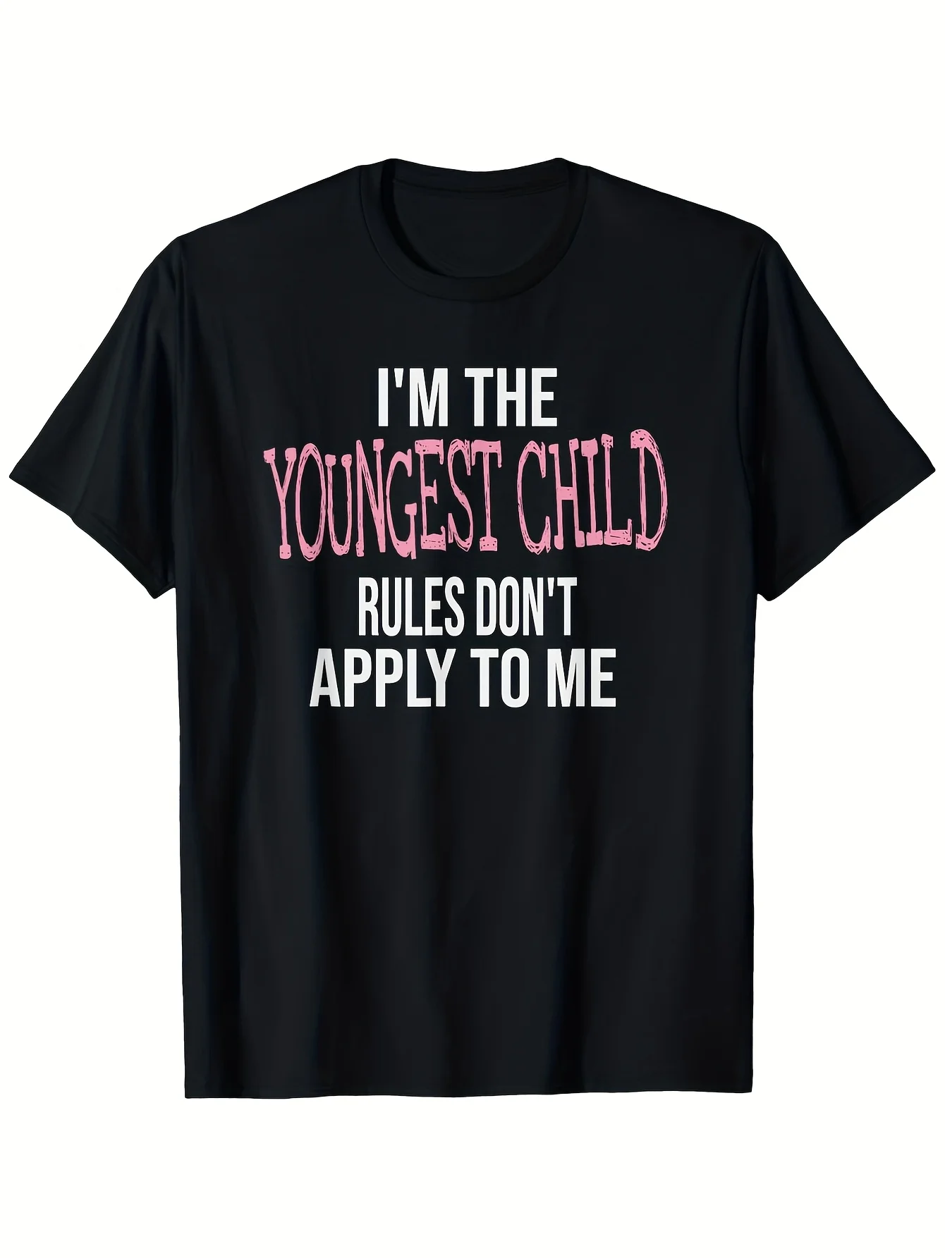 2026 Best Choice Local1pc Humorous T-Shirt for The Youngest Sibling - Made of 100%, Soft Casual Round Neck Tee for Both Men And