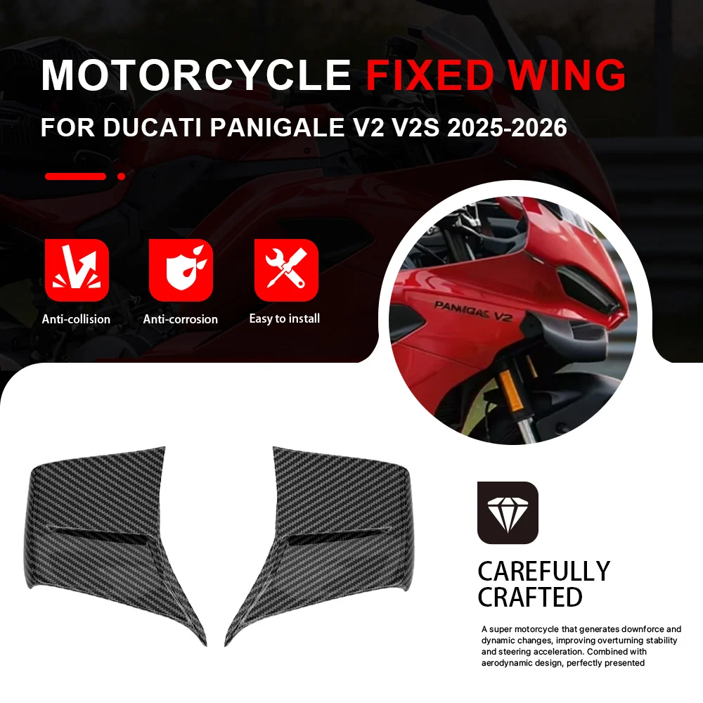 Motorcycle Fixed Wing Spoiler For DUCATI PANIGALE V2 V2S 2025-2026 Front Aerodynamic Wing Side Winglet Wing Aileron Fairing Kit