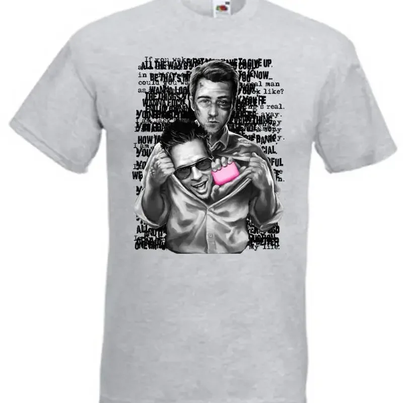 Fight Club v9 T shirt heather grey movie poster all sizes S 5XL