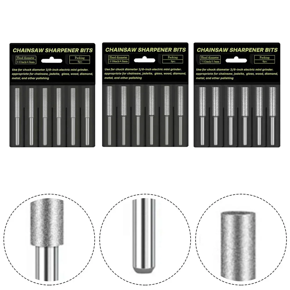 6-Piece Cylindrical Jewelry Burr Set – 3/32" Shank, 6 Sizes (0.8–2.3mm), Carbide Rotary Bits For Carving, Engraving, Setting Precious Metals