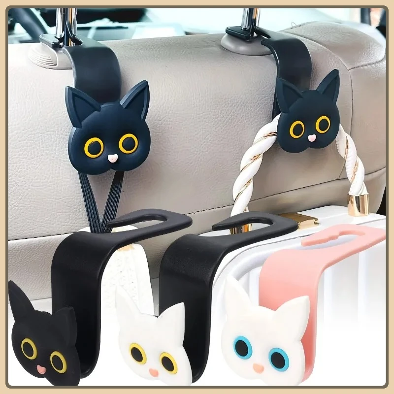 

2Pcs Cartoon Cute Cat Car Clips Front Seat Headrest Organizer Holder Auto Fastener Hangers Car Storage Interior Accessories