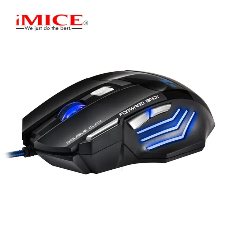 Imice x7 mouse para jogos com fio led colorido luz de respiração rgb mão grande usb 7 teclas mouse computador esports jogos escritório ergonomia