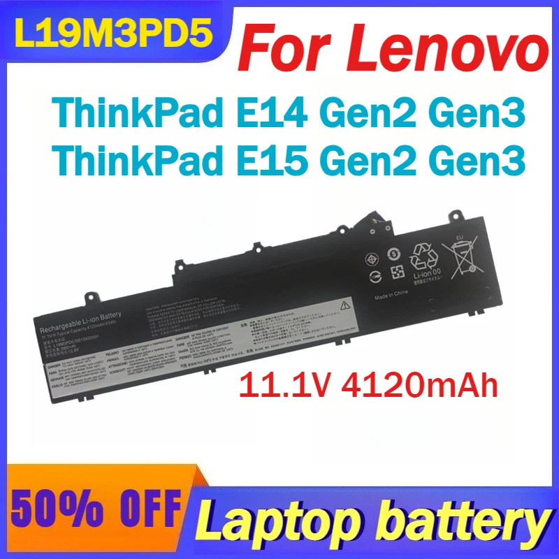 Batteria del computer portatile da 11,1 V 4120 mAh L19M3PD5 L19C3PD5 L19L3PD5 per Lenovo ThinkPad E14 Gen2 Gen3 ThinkPad E15 Gen2 Gen3 TP00117C