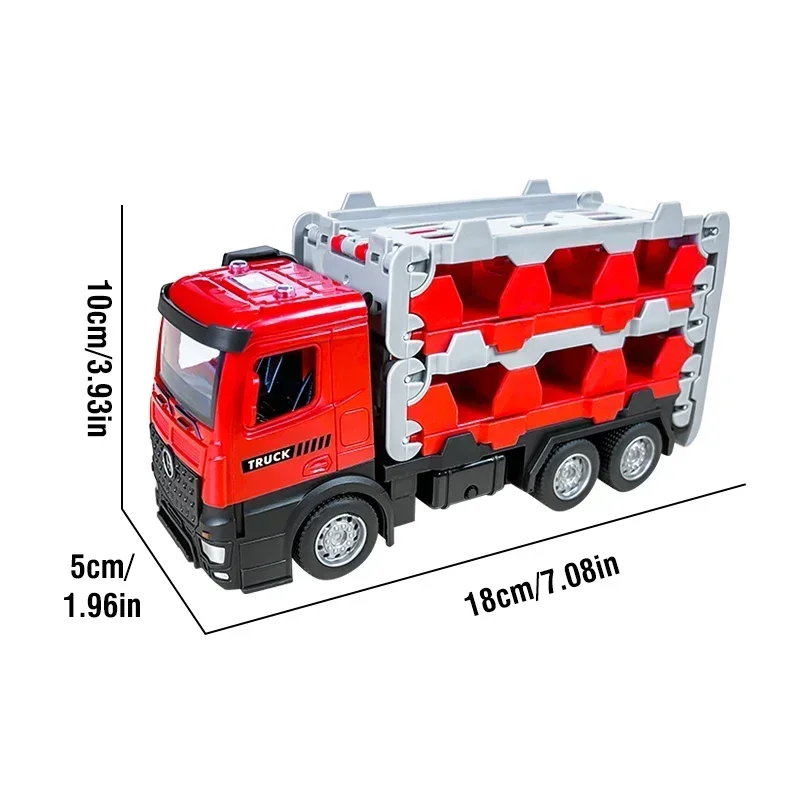 Ejection Racing Inertial Car Multi-track Catapult Folding Track Container Metal Truck Storage Rail Kids Toys Boy Christmas Gifts