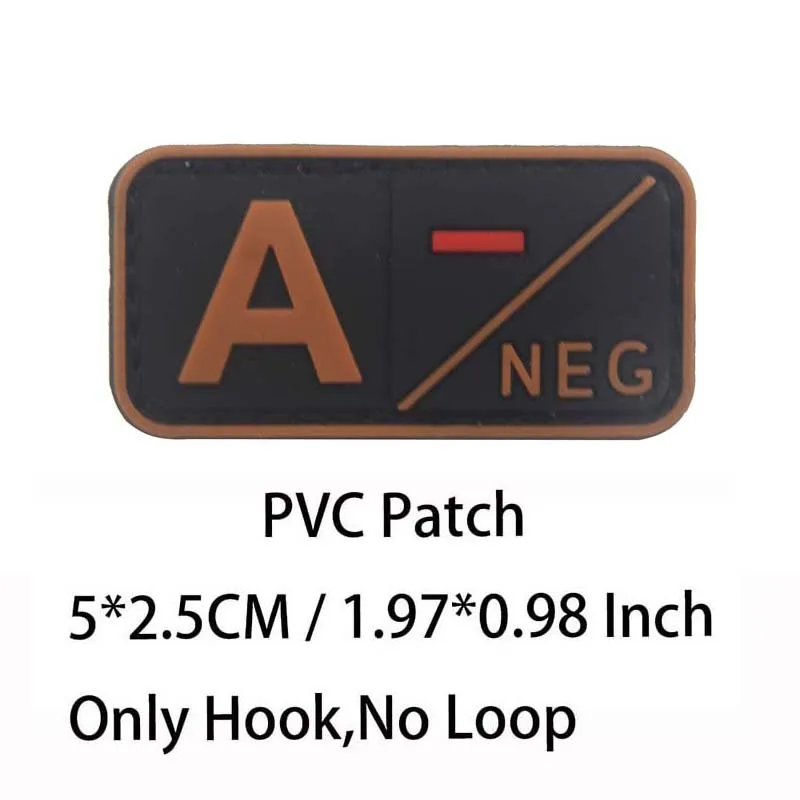 Kleiner Aufnäher mit Haken, PVC-Blutgruppe A B AB O POS NEG-Emblemen, Patches militärische taktische Abzeichen am Rucksack, Outdoor-Ausrüstung