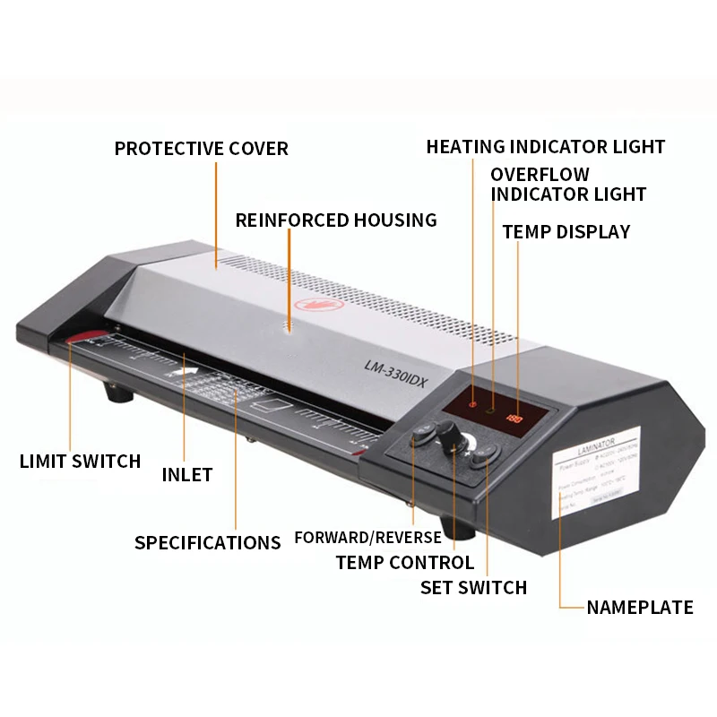 Digital Display A3/A4 Laminator Hot/Cold 25C Thick Film 600W Recipe Photo Laminator for Home Office Use