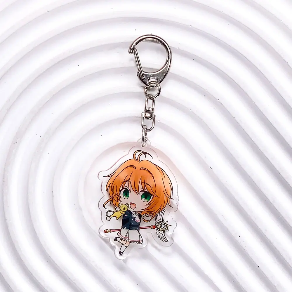 7Pcs Anime Card Captor Sakura Acrylic Keychain Bag Charms Accessories Cute Backpack Key Holder Funny Keyring Fans Friends Gifts
