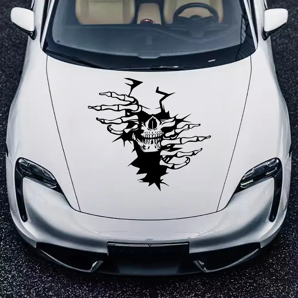 Creative Skull Totem Car Engine Hood Sticker Skull Vinyl Decal Self-adhesive Automobile Body DIY Decoration Sticker Accessories
