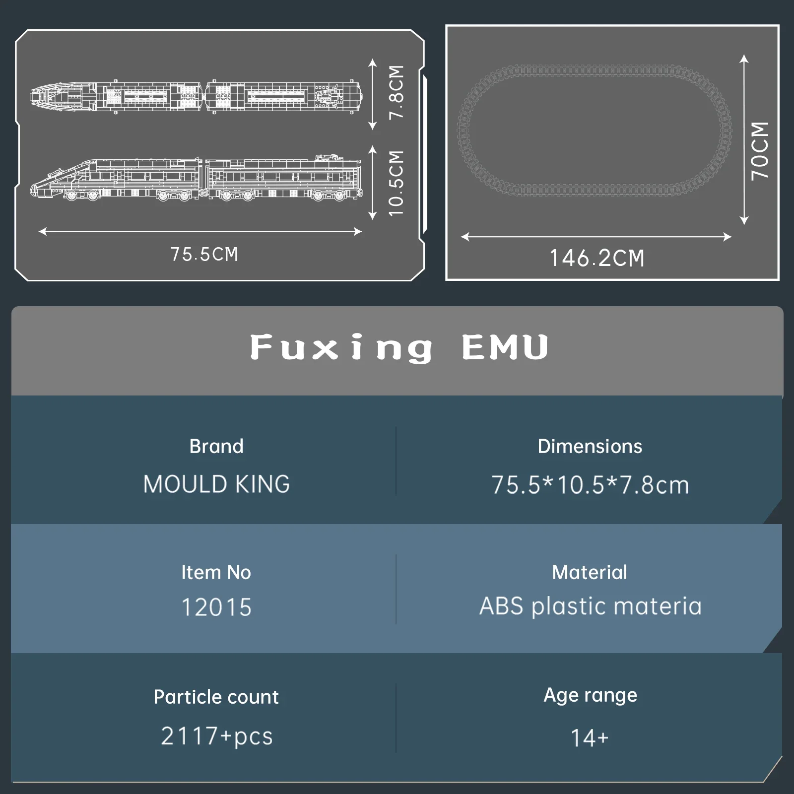 

Mould King 2117PCS Fuxing Hao High-Speed Train Building Blocks Set, Advanced Railway Series Model Kit