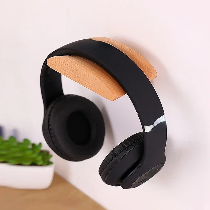 Soporte Universal de madera para auriculares, colgador montado en la pared, gancho para auriculares, estante de exhibición de Metal, accesorios para auriculares