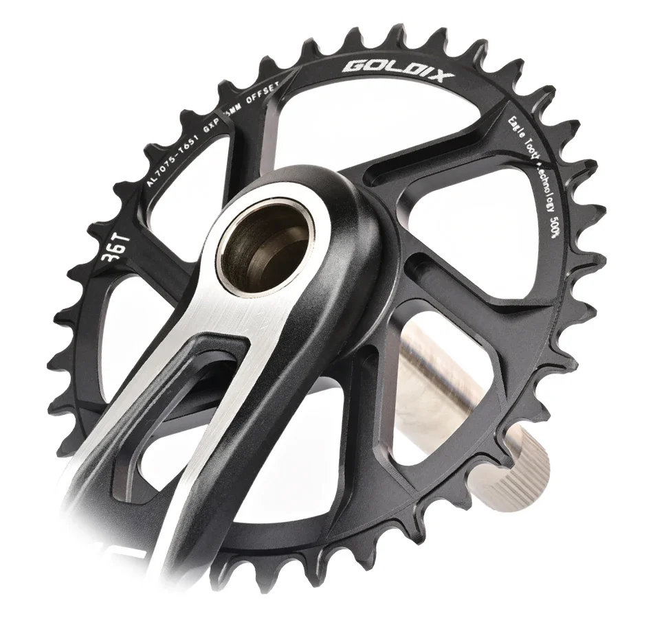 GOLDIX Ultraleichtes Fahrrad-Kettenblatt 0/3/6mm Offset Breite Schmale Zähne 30/32/34/36/38T für 3-Bolzen-Kurbelgarnitur MTB Einzelkurbel – Detail 6