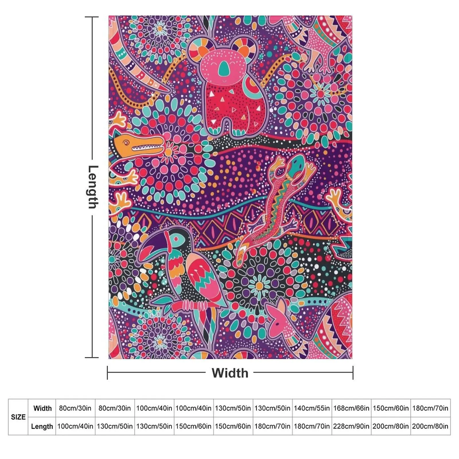 Australian Dreamtime Throw Blanket couch cozy soft plush fuzzy picnic outdoor blanket