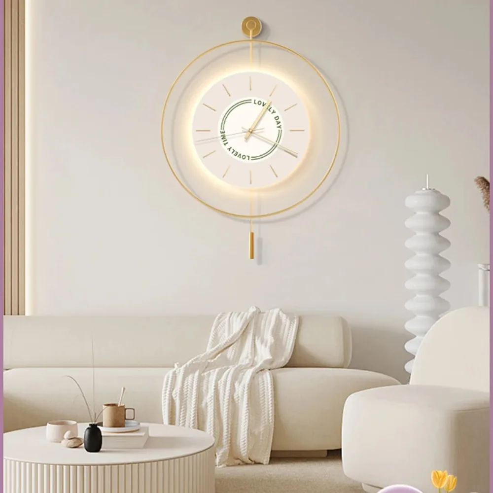 

Quiet Unique Wall Clock Round European Office Round Wall Clock Yellow Golden Metal Digital Horloge Reloj De Pared Home Decor