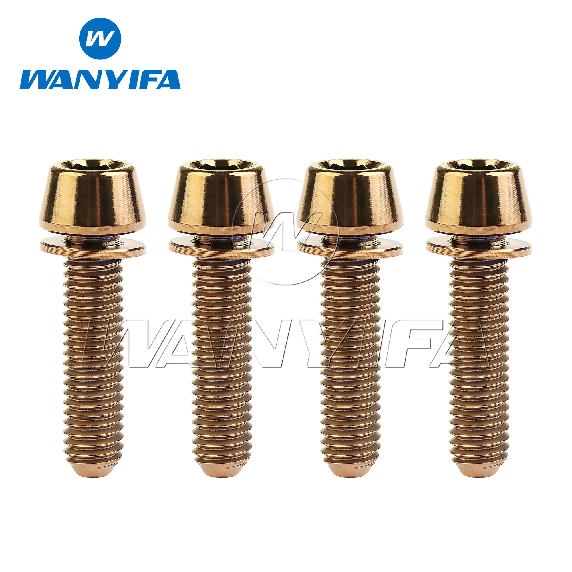 Wanyifa Titanium Bolt  M5/M6x16 18 20 25mm  Tapered Head with Washer Allen Key Screw for Bike Disc Break Calipe 4pcs