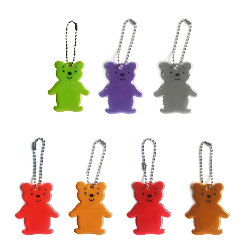 Bear Reflector Reflective keychain PVC Car Keyrings Bag Pendant Dropship