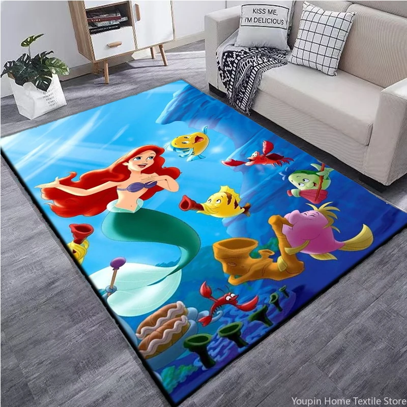 Disney Little Mermaid Kids Non-slip Large Area Rug 3D Carpet for Home Living Room the Bedroom Sofa Doormat Decor Gift MINISO Mat