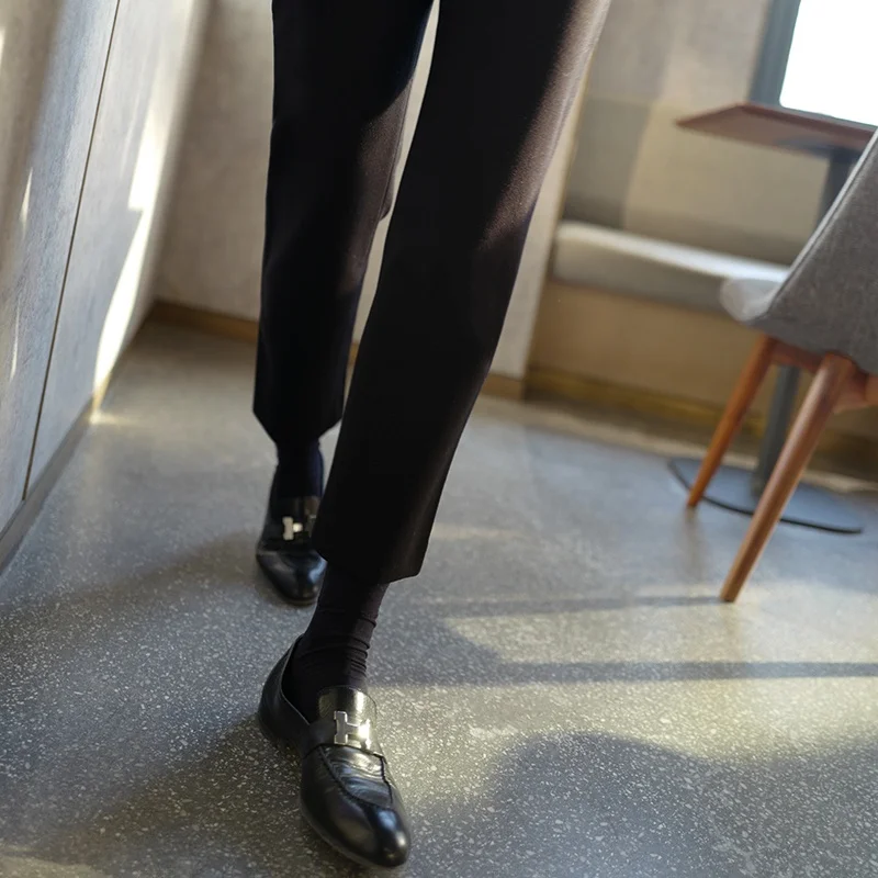 

Classic Bla Thi Straight Leg Suit Pants Simple Design mid Waist Long Trousers for Women Commute Sle l Waist