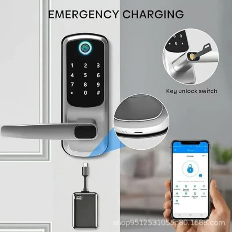 New 2026 Style No Opening Replacement Fingerprint Password Lock Household Use Lock Tongue 60-70mm Tuya Wifi Smart Lock