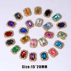 New 10Pcs 4-hole Golden 15x20mm Rectangle Acrylic flat Jewelry Decorate DIY Ribbon Sewn Clothing Diy Jewelry Accessories