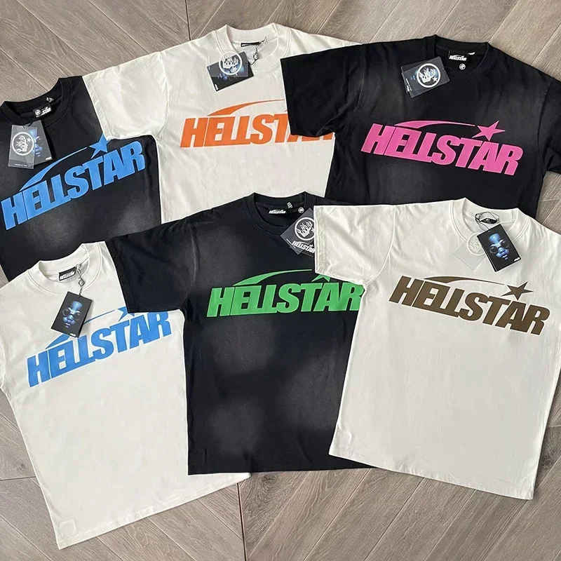 Hellstar Studios Gel Sport Logo Men's and women's pure cotton wash short sleeve T-shirt European and American fashion