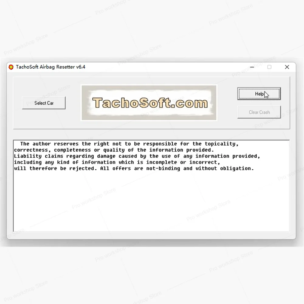 Tachosoft Airbag Resetter V6.4 for Deleting Crashdata from Airbag ECU Dumps Car Software to remove crash data from airbag ECU