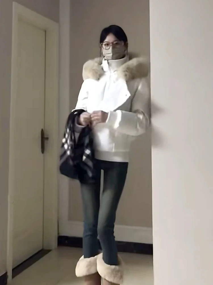 Veste bouffante courte à capuche blanche pour femme, manteaux chauds épais, épais, Design de mode Harajuku, vêtements décontractés, nouvelle collection hiver 2025, Y2k