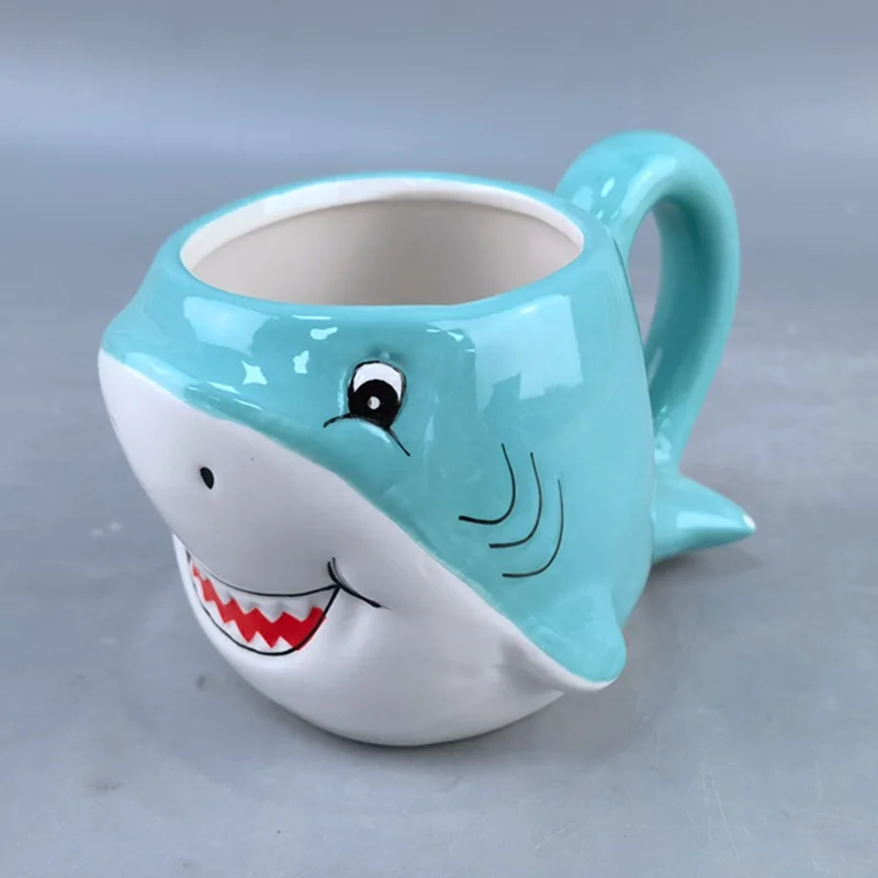 ​​​​​​​Creative Ocean Themed Ceramic Mugs Shark Whale Octopus Seahorse Animal Cartoon Unique Shaped Coffee Cups Gift Idea