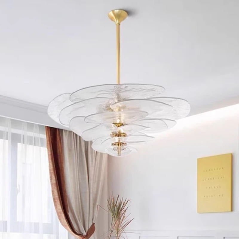 Lotus Leaf Murano Chandelier Ceiling for Living Room Bedroom Hotel Lobby Art Home Decoration Multi Color Flower Pendant Light
