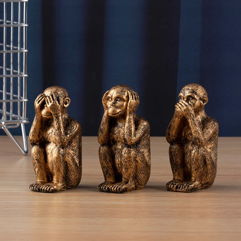 Resin Three Monkeys Feng Shui Creative Crafts Home Decorations don't Say don't Listen don't See Monkey Figurines Ornaments Gift