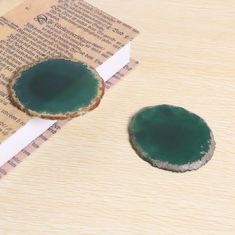 Green Stone Coaster,Crystal Cup Coaster,Cup Mat For Beverages,Glass Agate Coasters,Table Decor For Kitchen/Dining Room