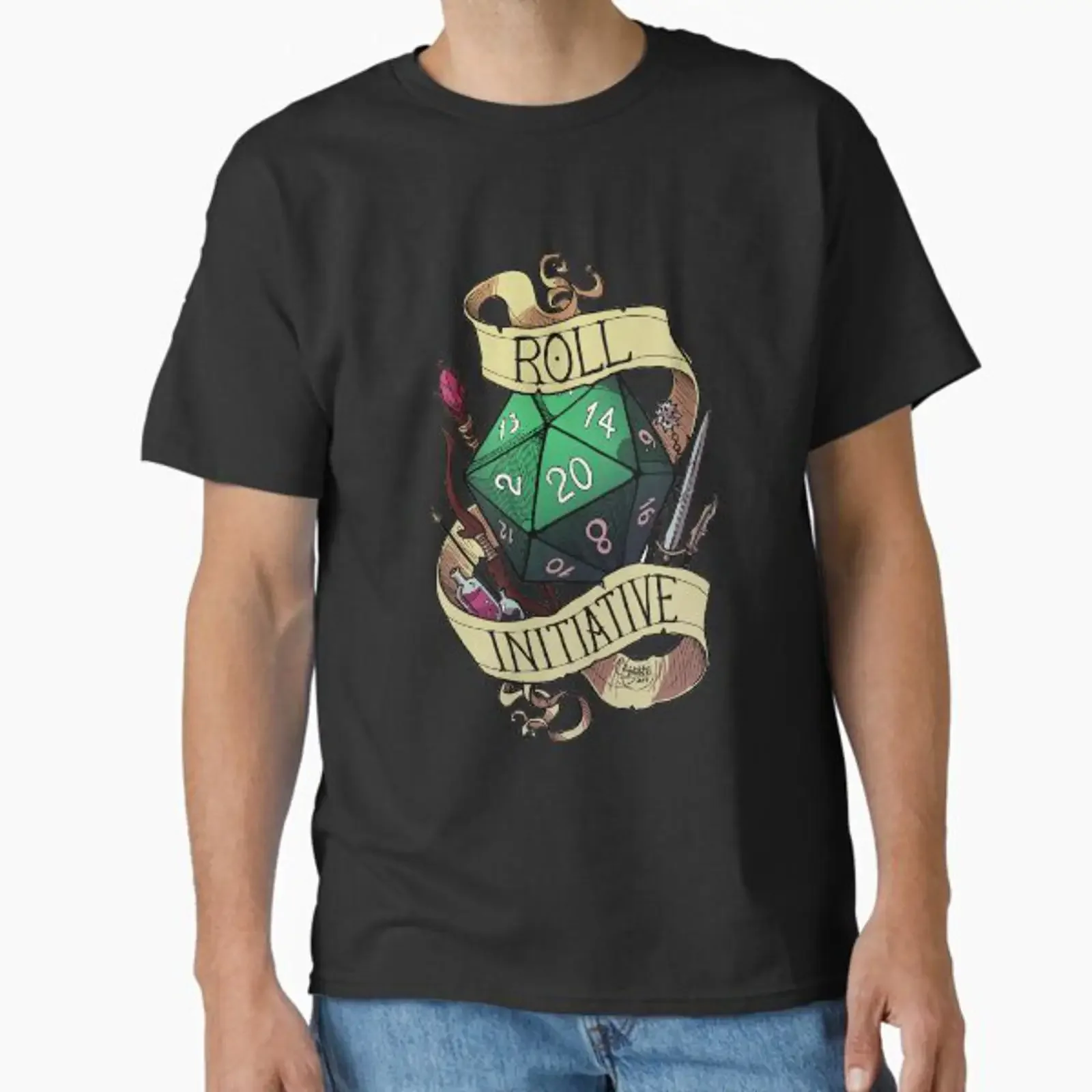 Roll Initiative designed and sold by Stivaktis Art vintage Washed Unisex fashion Soft Comfortable Breathable Casual streetwear