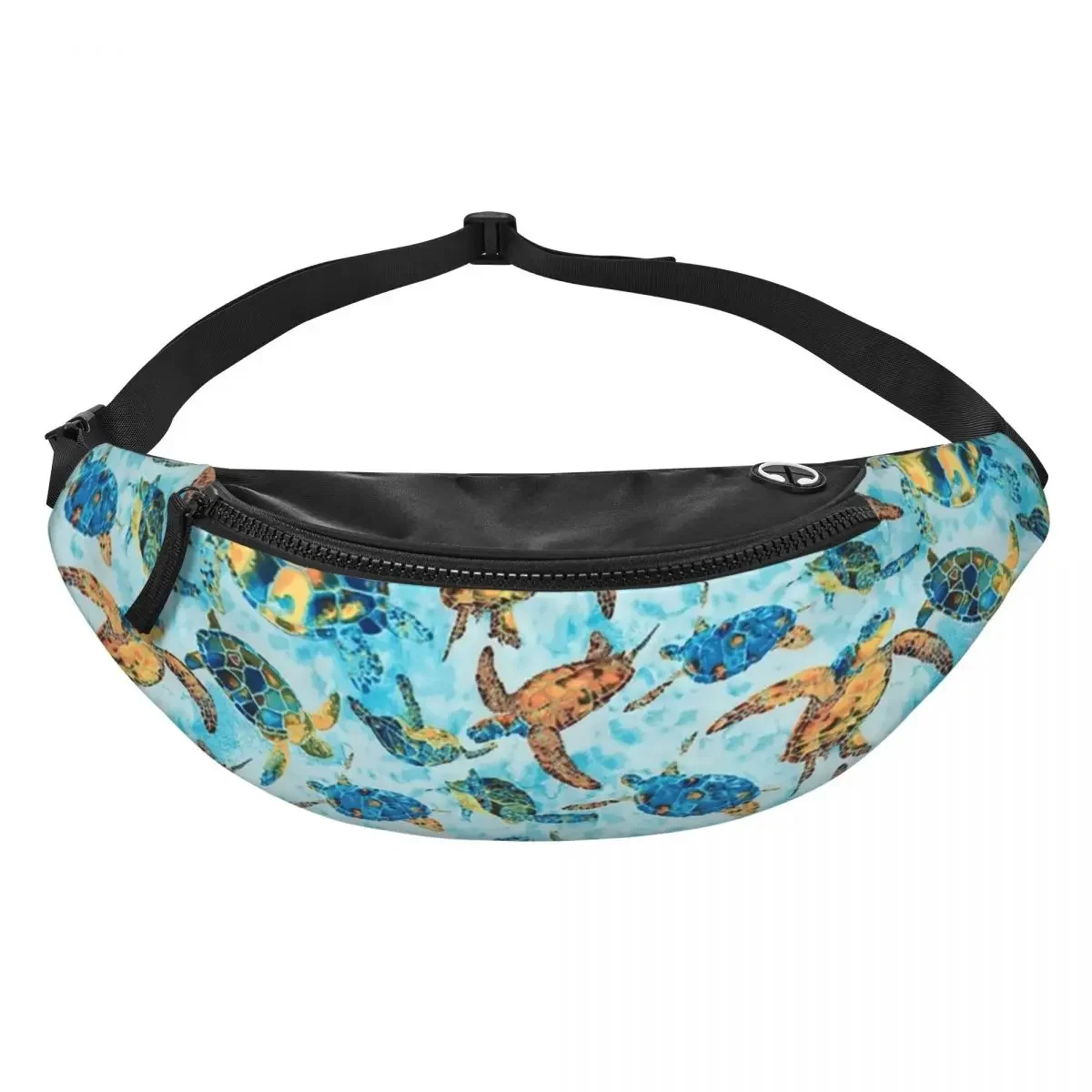 Watercolor Turtles Pattern Fanny Pack for Men Women Cool Ocean Lover Crossbody Waist Bag Cycling Camping Phone Money Pouch