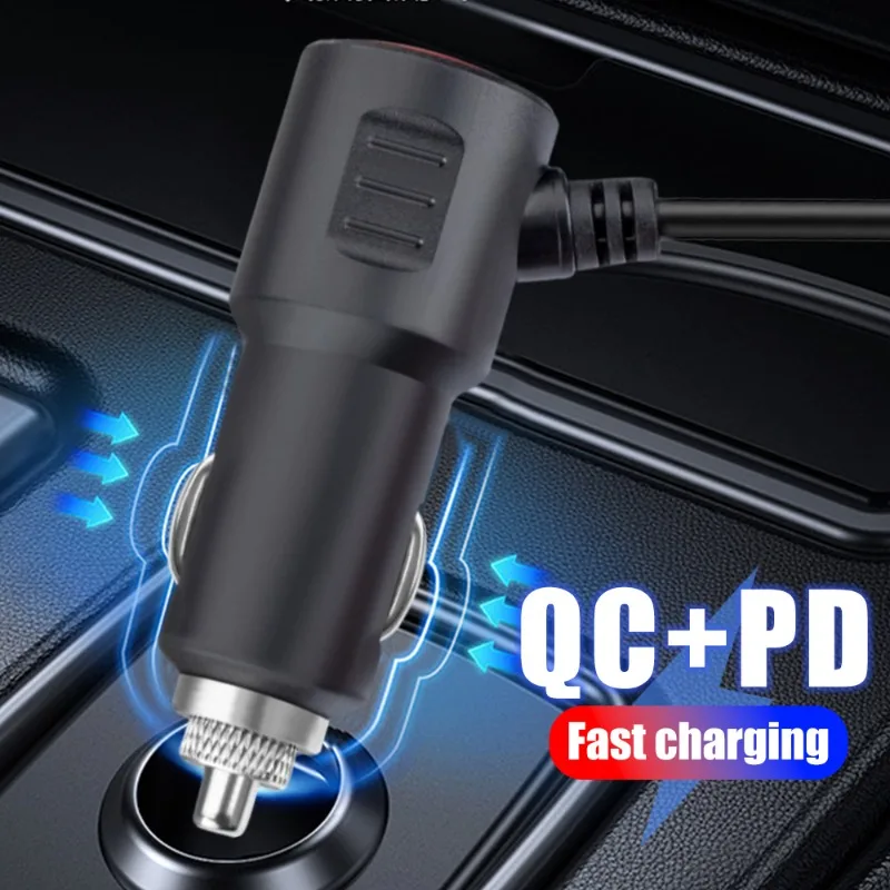 New Car Charger 120W Cigarette Lighter Adapter Universal PD+USB Type C USB Fast Charging Adapter for IPhone Huawei